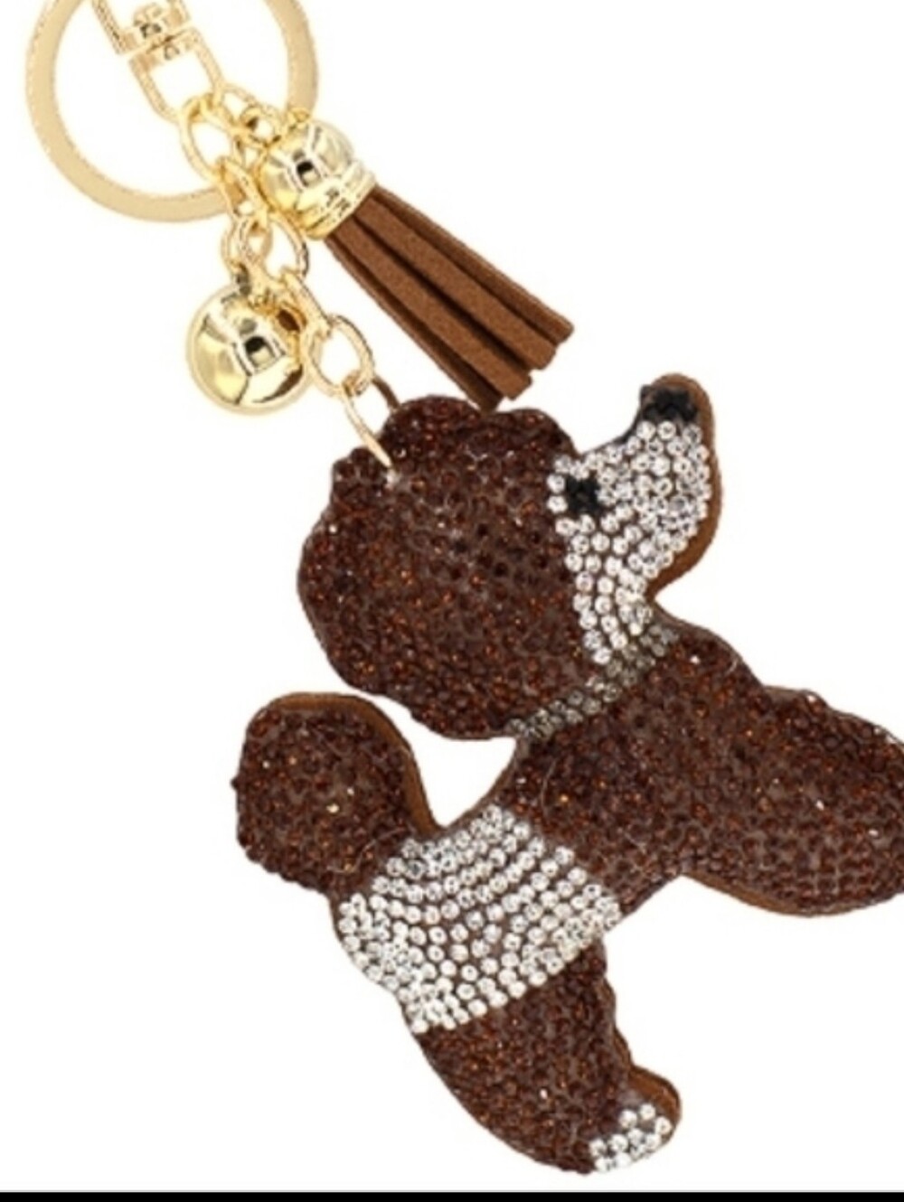 Brown Poodle Keychain Cute Puppy Dog Metal Purse Charm Bag Accessory Gift